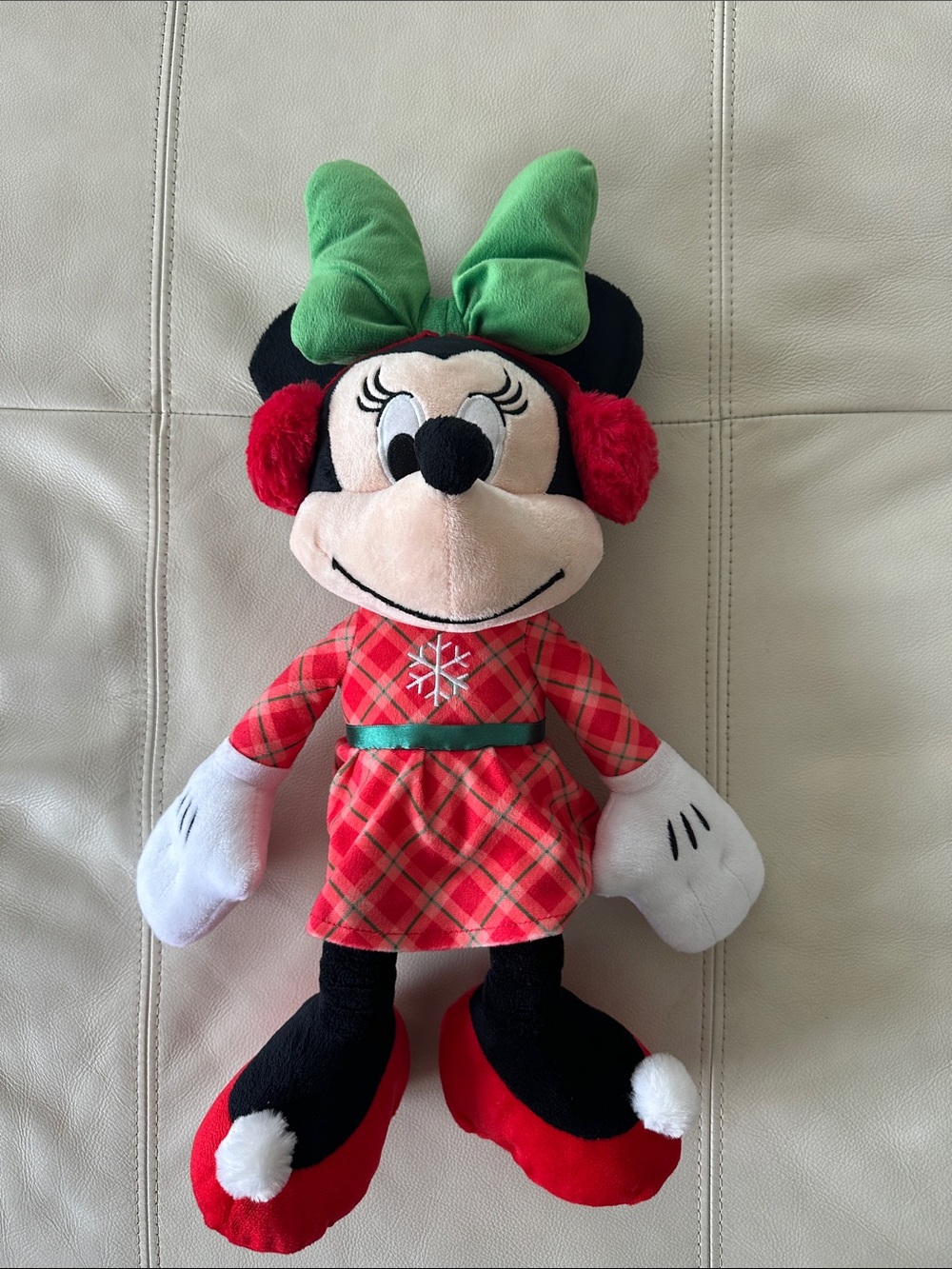 Plush Minnie Mouse Holiday Doll - Red Plaid Dress, Green Bow